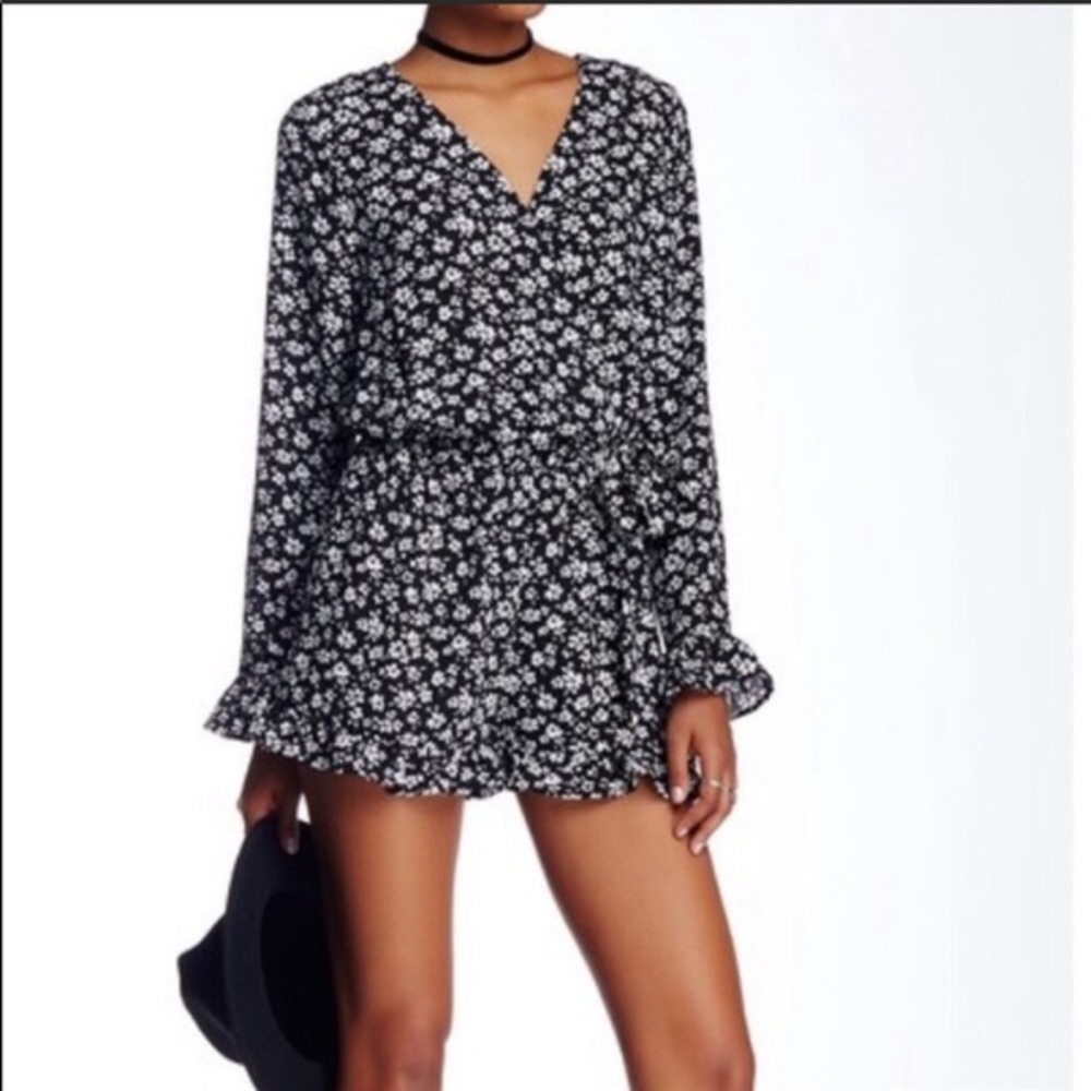 RO & DE Black and White Floral Romper
